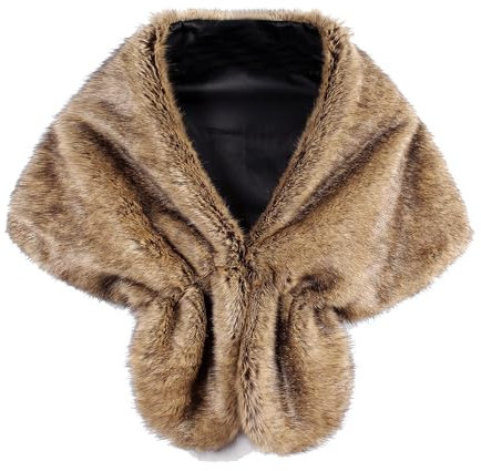 YuanDiann Damen Bolero Poncho aus Kunstpelz Braut Hochzeitsschal Elegant Weich Warm Frauen Abendzeremonie Kleid Umhänge Kunstfell Stola Cape Gelb