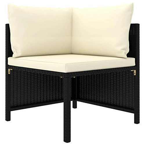 Camerina Modular-Ecksofa mit Kissen Schwarz Poly Rattan Gartensofa Sofa Lounge Gartenmöbel Einzelsofa Sessel Rattansofa Outdoor Terrasse