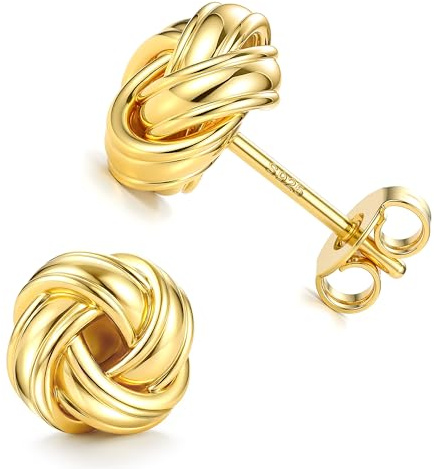 JeweBella Guldörhängen för kvinnor, flickor, 14 karat, guldpläterade, 925 sterlingsilver, örhängen, guld/silver, Petit, Mässing