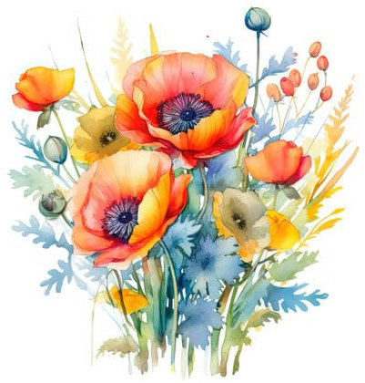 adrium Acryl-Bild 60 x 60 cm: Aquarell-Mohnblume. Illustration Generative KI (204882351)
