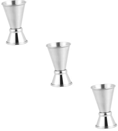 Cabilock 3 Pièces double doseur gobelet doseur Jigger tasse à mesurer en acier inoxydable tasse d'once de cocktail tasse à mesurer de barman bipolaire cuillère à mesurer verre de vin
