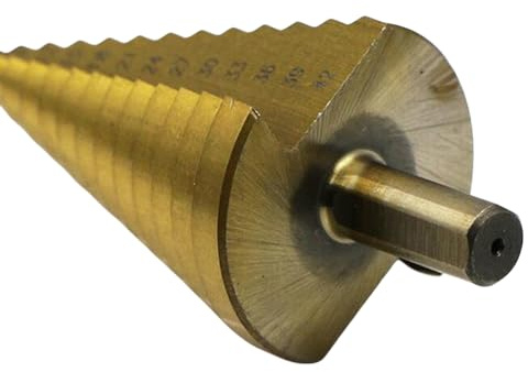 Fiorky 1 Stück 4–42 mm Titanbeschichteter Stufenbohrer HSS Holz Metall Schnellarbeitsstahl Lochschneider gerader Nutbohrer for Holzbearbeitung Metall