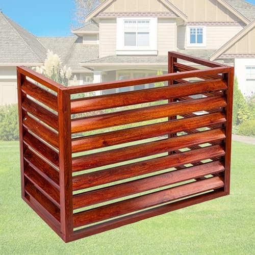 MZQMK Klimagerät Schutzgitter, Klimaanlage Abdeckung, Klima Splitgerät, Outdoor Sonnenschutz Abdeckung, Schutzgitter Für Klimaanlagen, Geeignet Für Externe Klimageräte(Color:Mahogany 3 Side,Size:3p)