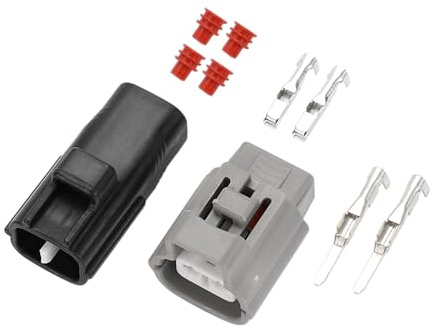 A ABSOPRO Connettore Elettrico a 2 Pin per Cavi Elettrici 2.2mm Serie Maschio Femmina per Toyota per Lexus per Scion Plastica Nera Grigia 1 Set