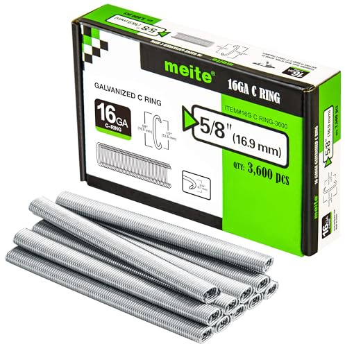 meite SC760-16 Lot de 3 600 agrafes à couronne intérieure en C de calibre 1,27 cm pour anneaux de porc galvanisés SC760S-I2 Outils de fermeture à anneau C pour sécuriser les cages métalliques