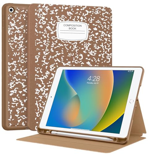Supveco Schutzhülle für iPad 9. / 8. / 7. Generation 25,9 cm (10,2 Zoll) (Modell 2021/2020/2019) mit Stifthalter, Premium-Folio-Schutzhülle mit automatischer Wake/Sleep-Funktion, weiche TPU-Rückseite