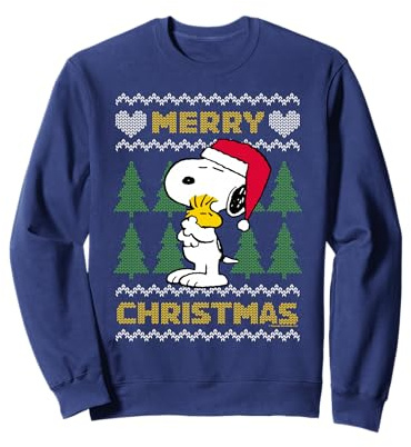 Peanuts Snoopy Hugs Merry Christmas Knit Pattern Sweatshirt