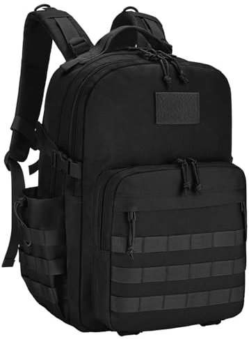Wiserset Taktischer Rucksack, 40 L Militär Outdoor Rucksack, großer Tagesrucksack für Herren und Frauen, Wanderrucksäcke mit Wasserflaschentasche, army rucksack für Camping, Wandern, Jagen, Schwarz