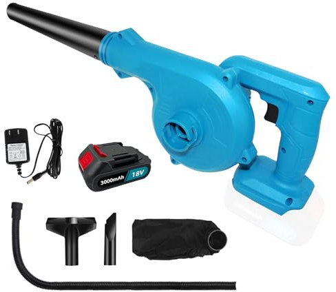 Soplador de Hojas inalámbrico Compatible con batería de 18 V (con 1 batería de 3,0 Ah), sopladores y aspiradores de Hojas eléctricos compactos 2 en 1, sopladores de Hojas de jardín para Nieve, Patio