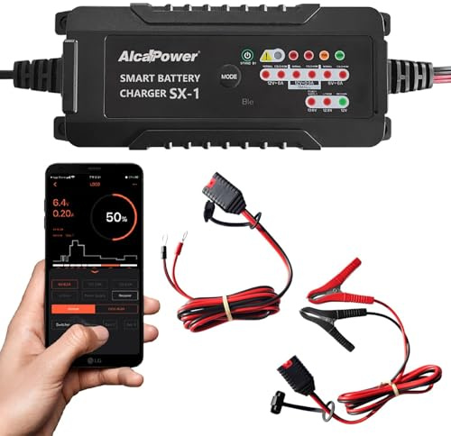 Alcapower SX-1 Carica batterie smart mantenitore di corrente per auto e moto, switching automatico 6A 6V/12V, funzione ripristino batteria