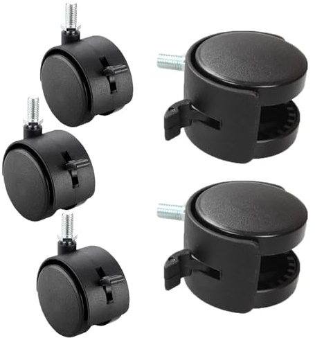 YQOLG87 5Pièces Roues pivotantes pour Chaise de Bureau avec Frein,Roulette Universelles en Nylon pour Meubles,roulettes de Remplacement avec Tige filetée M6/8/10,pour Chariot,M10