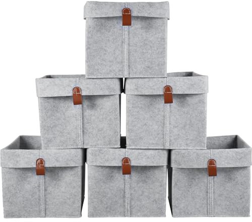 NIHUIFDPY 6pcs Collapsible Fabric Storage Cube, Foldable Cube Storage Box with Handles, 23x23x26cm Cloth Square Baskets for Shelves, Cubby Unit Bins for Organising Accessories