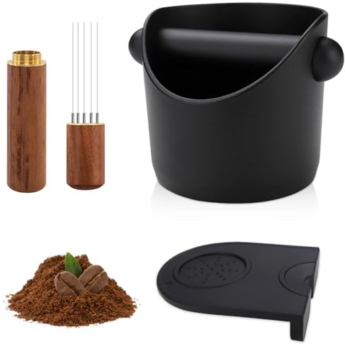 Infreecs Coffee Knock Box with Coffee Cushion and Coffee Stirring Needle | ABS Coffee Grind Knock Box for Barista, Not Easily Deformed, Detachable, Easy to Clean, Espresso Coffee Machine Accessories