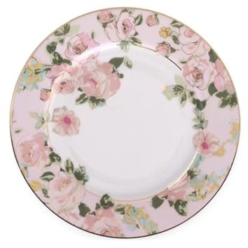 ATREDESES Piatti Da Pranzo Piatto Piano In Ceramica Con Bordo Dorato In Stile Pastorale, Piatto Piano Da Tavola In Porcellana Bone China Piatto Da Portata In Ceramica
