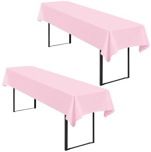 2 Stück Tischdecke Bierzeltgarnitur 100 x 250cm Biertisch Tischdecke wasserdichte Polyester Tischdecken Rosa Biertischdecke für 50 und 70cm Biertische, Rechteckige Tischdecken für Hochzeitsfeiern
