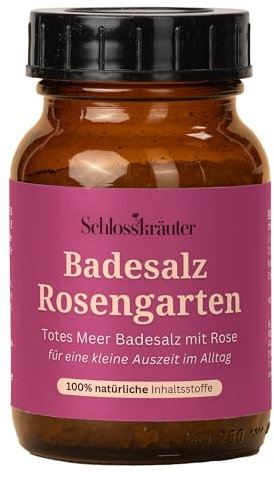Schlosskräuter Sali da bagno 100% naturali con rosa 200 g | Bagno relax con oli essenziali | Additivo per il relax del corpo e della mente