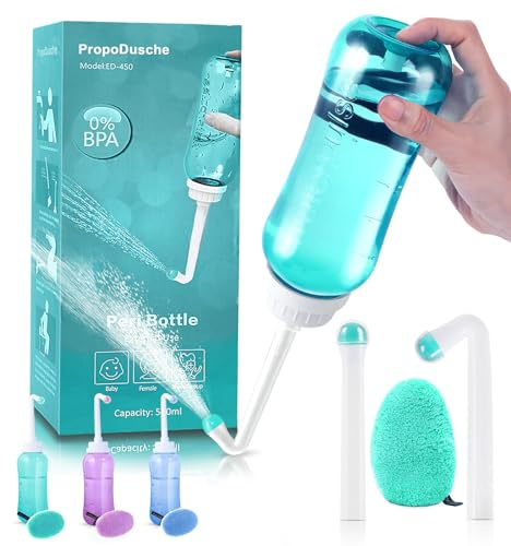 Portable Bidet with Intimate Washcloths - Bottle Postpartum Essentials, Perineal Bottle for Postpartum Care,Travel Bidet with Storage Bag,Perineal Spray (Green)