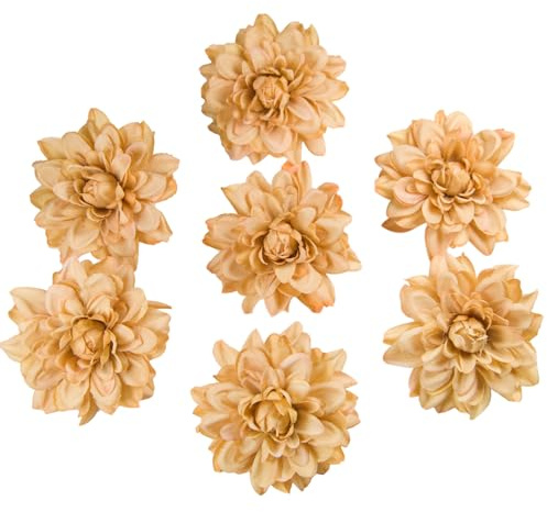 Giftmeet Lot de 20 fleurs de dahlia artificielles en vrac, 8,9 cm, têtes de dahlia artificielles pour bricolage, arrangement floral, cuisine à la maison (marron)