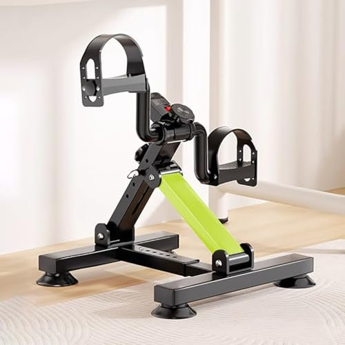 TT-YEC Mini-Übungsrad Für Arme Und Beine, Unter-Desk-Pedalrad Mit Monitor, Unendliche Widerstandsanpassung, Tragbarer Faltbarer Gelenk-Übungsmaschine, Pedal Trainer,Grün
