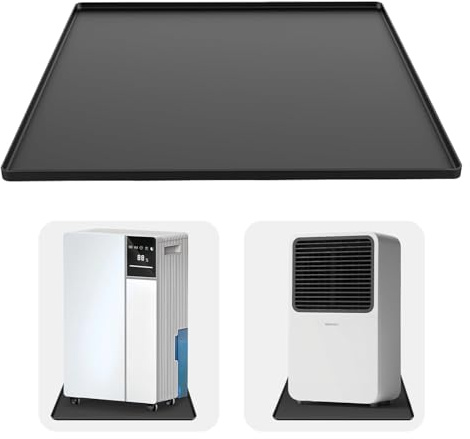 Dehumidifier Drip Mat- 23.6'' x 19.7'' x 0.78'' Silicone Humidifier Drip Mat, With Raised Edge, Non-Slip,Spill-Proof,Dehumidifier Drip Pan,Prevent Water Leakage and Protect Floor & Carpet-Black