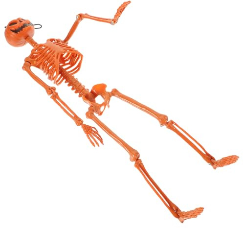 ROMISBABA Decorazione Halloween Scheletro Appendibile Addobbo Spaventoso per Feste e Cimiteri Scheletro Realistico con Arancione