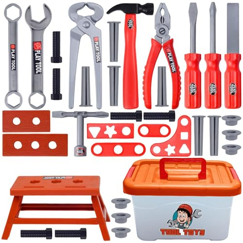 Générique Nachahmungsspiel für Kinder | Werkzeug-Set aus Holz | 39-teilig, 3 bis 7 Jahre, realistische Nachahmung, Haus, Garten, Schule,