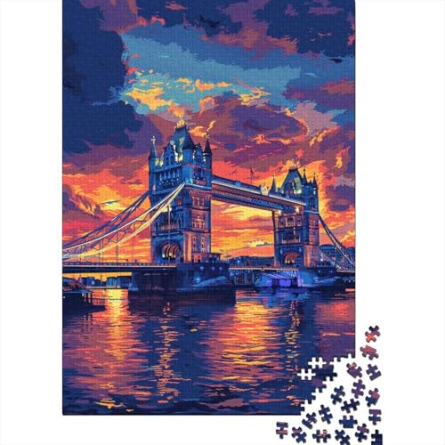 Puzzle coloré du Tower Bridge de Londres, Jeux créatifs, Puzzle en Carton 100% recyclé pour Cadeaux de Noël pour Adultes, 300 pièces (40 x 28 cm)