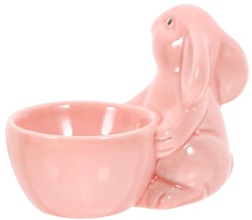 WEKAMOS Huevera de Rosa con Diseño de Conejo Soporte Decorativo para Huevos de Pascua Taza Organizadora para Huevos y Pequeños Postres Resistente y Versátil para Mesa y Cocina