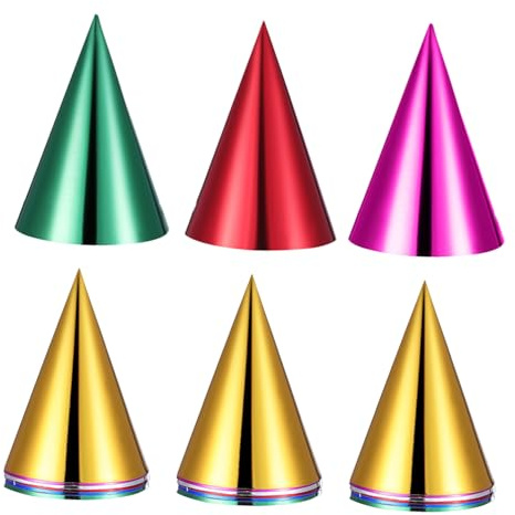 TOYANDONA 30 Stück Teiliges Bunte Metallic Papier Partyhüte mit Elastischem Band für Erwachsene Geburtstag Weihnachten Neujahr Hochzeitsfeier Partyzubehör