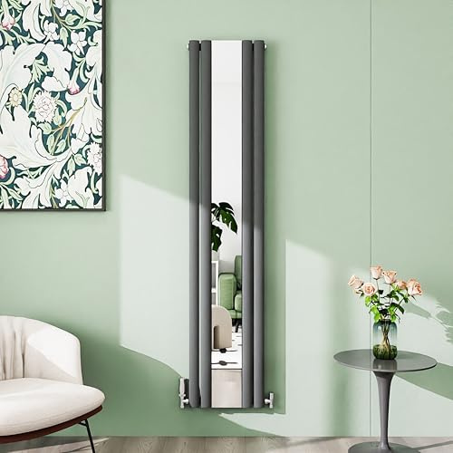 Simple Bathroom 1800x381mm Vertical Modern Mirror Radiator Anthracite Single Column Designer Central Heating Radiator