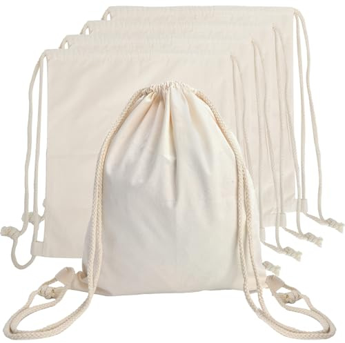 5 pcs Turnbeutel Sportbeutel, Stoffbeutel mit Kordelzug Baumwolle 35x40cm | Baumwollbeutel mit Kordelzug, Turnbeutel zum Bemalen, für Schule, Alltag, Freizeit als Everyday Bag