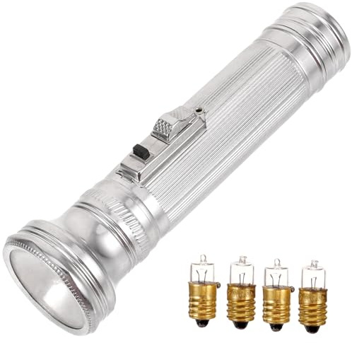 HORIALENCE Petite Lampe Torche Portable en Métal à L'ancienne, 2 Piles Aaa, 5 Ampoules, Lampe de Poche Extérieure Vintage, Compacte et Légère pour Camping et Activités Plein Air