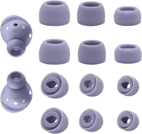 6 Pairs Replacement Eartips for Samsung Galaxy Buds Pro Headphones, Silicone Tips Earbuds Eartips Set, L/M/S Earplug Replacement Accessories (Purple)