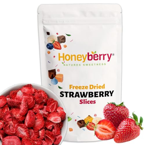 Fresas Liofilizadas en Rodajas 200g — Láminas de Fresa Liofilizada — Fruta Liofilizada sin Azúcar — Fresas Deshidratadas — Para Repostería, Decoración, Snack, Muesli y Postres