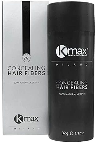 Kmax Hair Fibers, Fibras de Queratina para cabello de acción redensificante y para cubrir la calvicie de tamaño económico (32 gr) (Castaño medio)