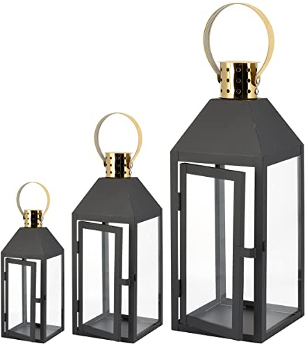 Laterne 3er Set XXL Gartenlaterne Metall Windlicht Laternen Kerzenhalter Set Kerzenleuchter F34