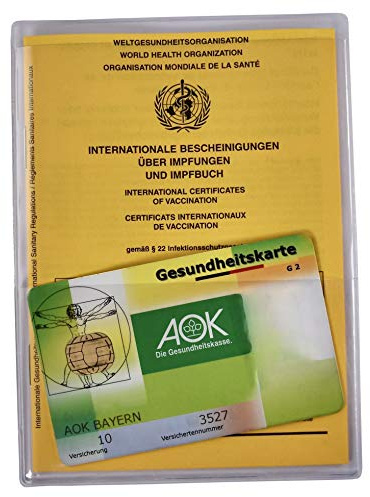 Internationaler Impfpass + Schutzhülle mit Kartenfach + Notfallpass im Set Impfausweis/Impfbuch/Impfbescheinigung 28Seiten Deutsch/Englisch/Französisch