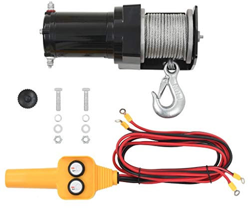 Susany Verricello Elettrico 12 V 907 kg con con Telecomando a Filo e Rullo Passacavo,Argano Elettrico,Verricello Elettrico con Telecomando,Paranco Elettrico con Telecomando 12 V