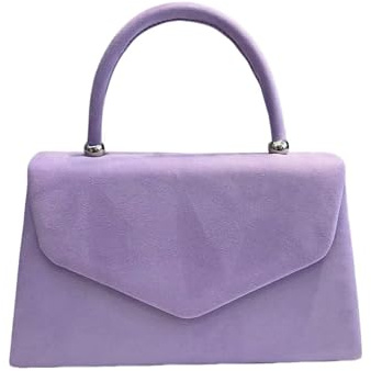LeahWard Women's Clutch Bag Top Handle Wedding Suede Handbags 304 (Lilac Suede)