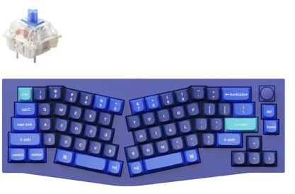 Keychron Q8 Wired Custom Mechanical Keyboard with Knob, 65% Alice Layout QMK/VIA Programmable, Hot-swappable Gateron G Pro Blue Switch, Double Gasket Compatible with Mac/Windows/Linux (Blue)