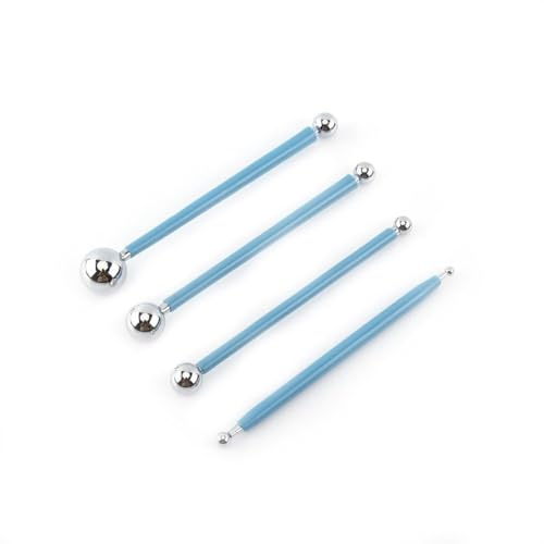 4 Stück Metallkugel Fondant Kuchenverzierung Modellierung Werkzeug 8 Größen, Polymer Ton Werkzeug Kit Fugenveredelung für Badezimmer Küche Raum,Ton Töpferei Sculpting Ball Dekorieren Werkzeuge
