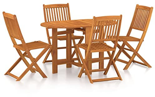 Festnight Gartenmöbel Set Holz Klappbar Gartentisch Set mit 4 Stühlen Garten Sitzgruppe 4 Personen Essgruppe Terrassenmöbel Klappstuhl Sitzgarnitur Gartengarnitur Massivholz