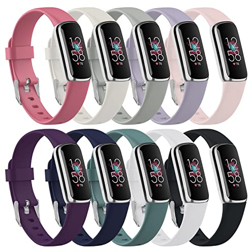 Wizvv 10 Farben Armband kompatibel mit Fitbit Luxe Tracker, verstellbare Silikon-Sport-Ersatzarmbänder, für Luxe Smart Watch für Mädchen, Frauen, kleines Handgelenk