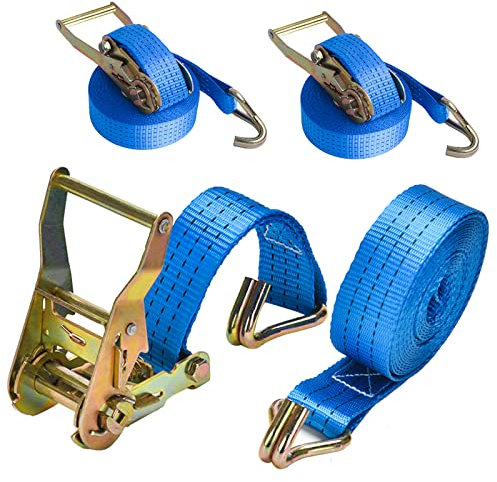 Cinghie a Cricchetto - 2 x 2000 kg 6 m Cinghie di Tensione con Cricchetto e Gancio Cinghia di Fissaggio Cinghia di Ancoraggio Per Reggiare le Merci