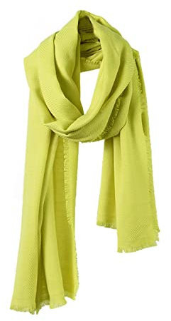 Skcess Kashmir Schal Frauen, Winterschal Damen Elegant Gelb Einfarbige Quaste in Leinwandbindung Scarf Unisex 190X65CM(75X26In)