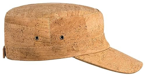 Gorra militar de corcho | Gorra con visera de corcho | Gorra militar de corcho | Gorra de corcho | Beige | Natural y sostenible | Unisex, beige, M