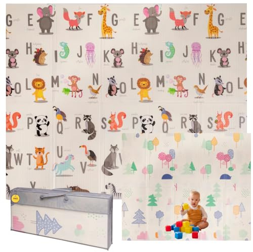 Alfombra Bebe Acolchada Plegable 180x200x1,5cm – Tapete Actividades Impermeable Reversible – Gimnasio Infantil – Manta Juegos y Regalo Ideal – Parque Infantil Bebé – Tapete Bebé – Colchoneta Suelo