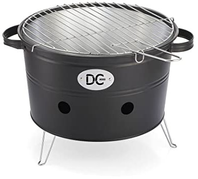 Dc Casa Barbecue a Carbonella Portatile Tondo da tavolo, Resistente, 30 X 27 Cm Campeggio Pic Nic