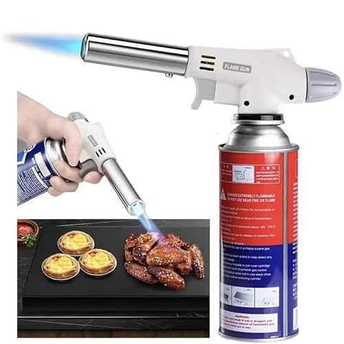 Butane Torch with Piezo Ignition Technology - Professional Adjustable Flame with Reverse Use for Creme Brulee, Sushi, BBQ, Baking, Jewelry Making