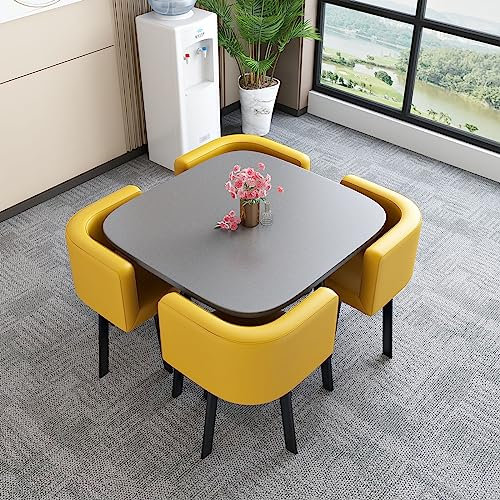 RUANLOV Empfang im Büro Quadratisch Tisch Business,Rund Esstisch mit 4 Stühlen, Konferenztisch, Besprechungstisch, Tische und Stühle for den Empfang for Esszimmer, Küche & Wohnzimmer (H)